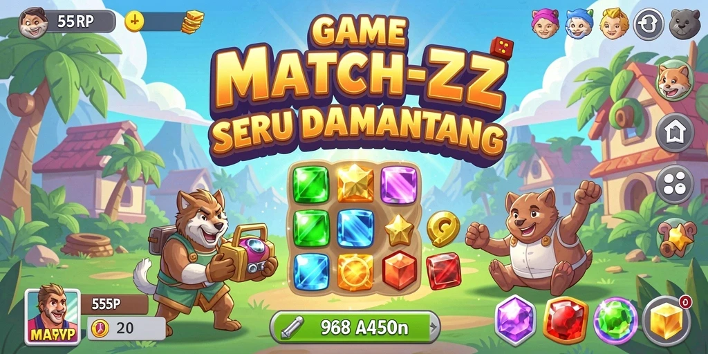 Screenshot dari gameplay 55RP yang penuh warna dan seru.
