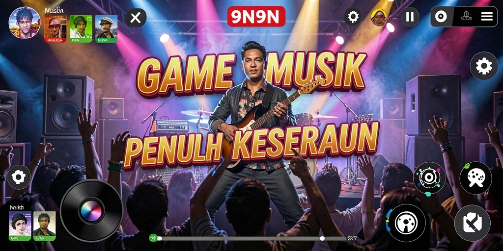 Tampilkan gameplay penuh warna dari permainan musik di 9N9N.