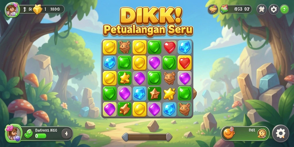 Tampilan gameplay DKK yang colorful dan menantang.