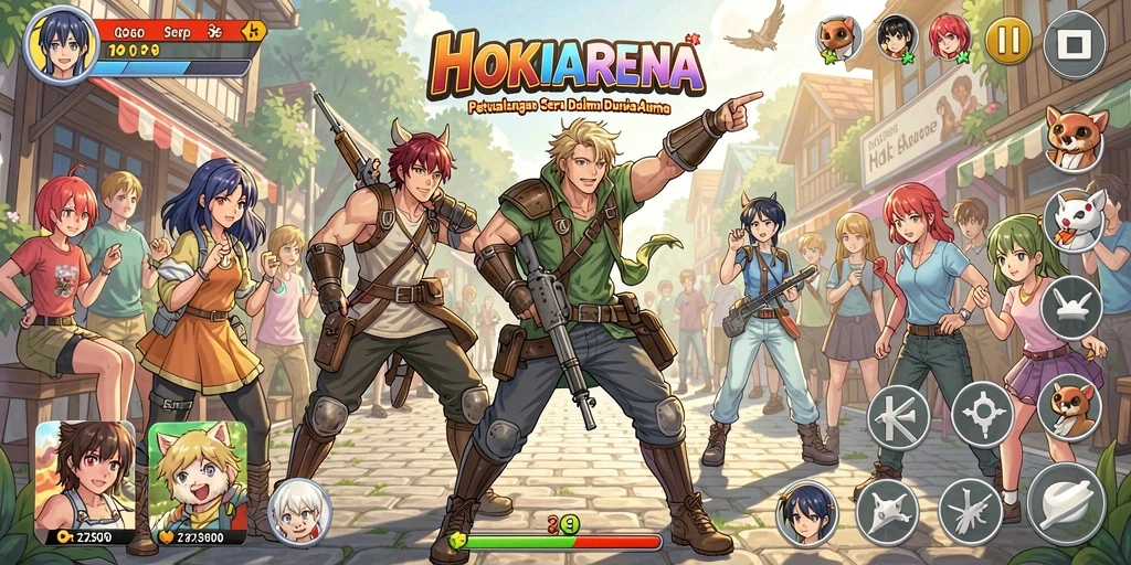 Tangkapan layar gameplay menampilkan aksi seru dalam HOKIARENA Anime.