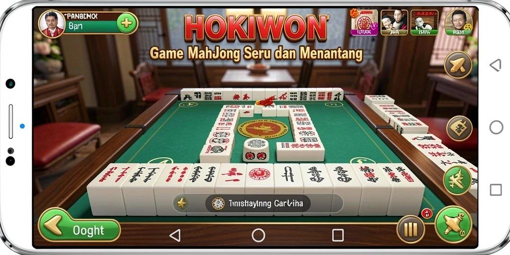 Gameplay HOKIWON menampilkan keseruan bermain Mahjong.