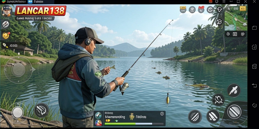 Screen gameplay LANCAR138 dengan aksi memancing yang mendebarkan.