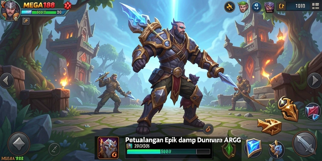 Tampilan gameplay dinamis penuh aksi dari MEGA188 ARPG.