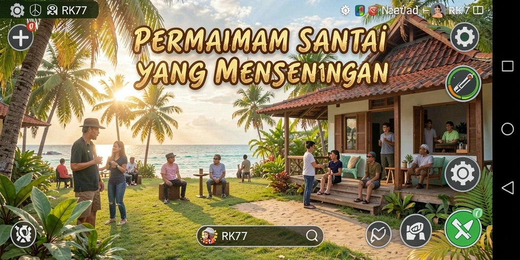 Tampilan gameplay RK77 yang ceria dan menyenangkan.