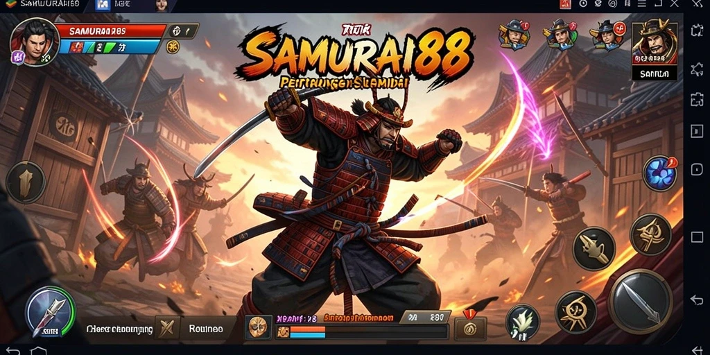 Tampilan gameplay <strong>SAMURAI88</strong> yang memukau saat pertarungan berlangsung.