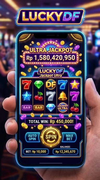 Tampilan utama aplikasi luckydf dengan pilihan kategori aplikasi.